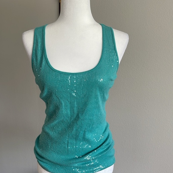 Apt. 9 Turquoise Sequin Tank Top Size XL - Picture 1 of 6